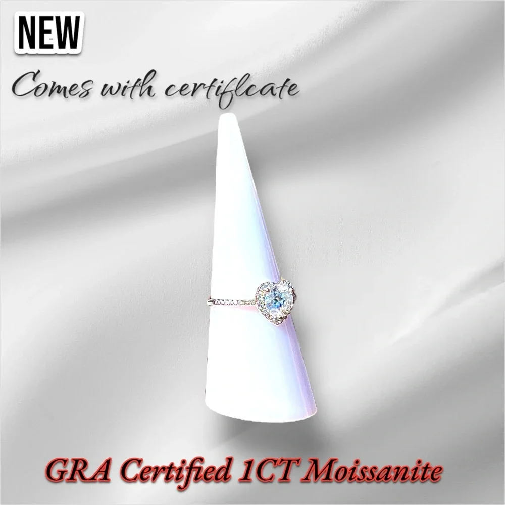 New Sterling Silver S925 GRA Certified 1CT Moissanite Adjustable Ring VVS1 - Picture 9 of 17
